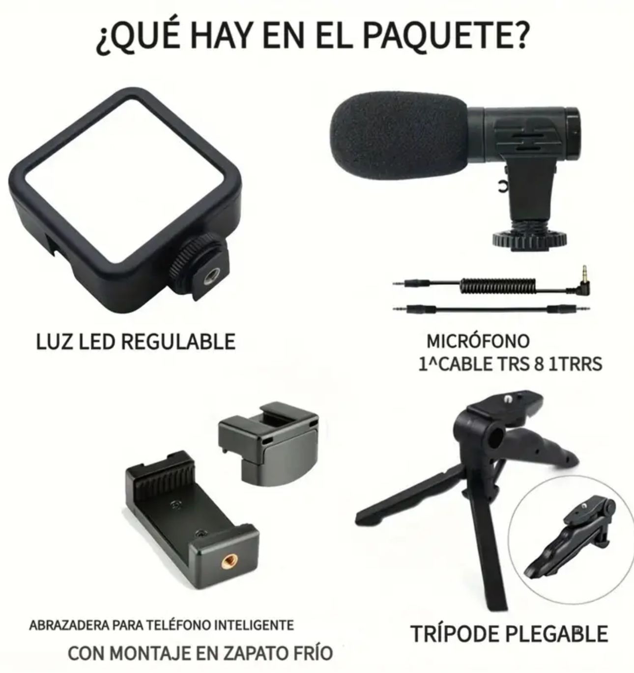 KIT DE GRABACIÓN MÓVIL + MICROFONO LUZ LED